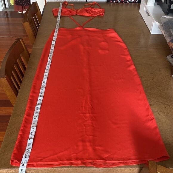 Nana Gotti Julie Salmon Red Cut-Out Maxi Dress Size 6 - Picture 14 of 16